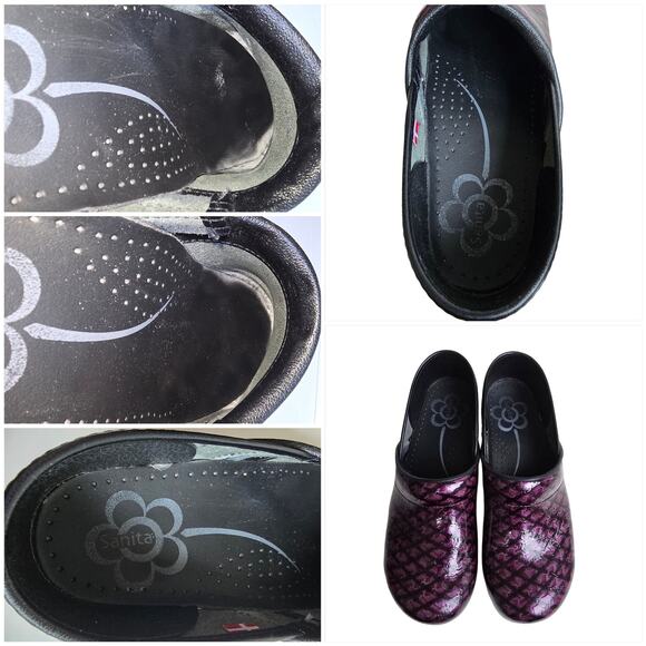 Purple Clogs Sanita Professional Dory Size EU41 US 10 Patent Leather Scales - Picture 10 of 15